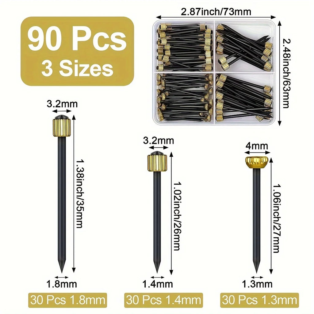 90pcs Picture Hanging Nails 3 Sizes Brass Head Wall Decorative Nails for Hanging Picture Frame Kit Hanging Hardware Tool Hanger Qme 90pcs