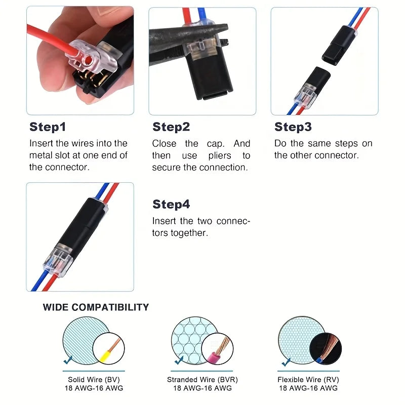 Fast Electric Wire Connector Free Stripping Plug Quick Cable Connector Dual line Interconnection Automotive Terminal Connectors Qme