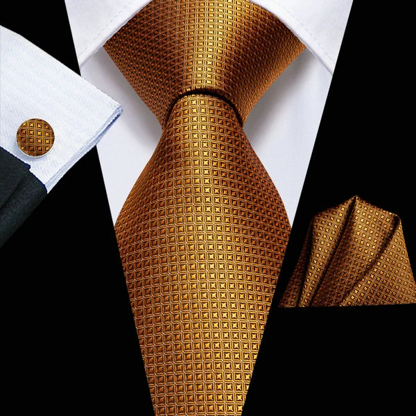 Professional Mens 3-Piece Suit Set: Necktie, Pocket Square & Cufflinks, Classic Design for Wedding Qme DPTH-LDSN3386