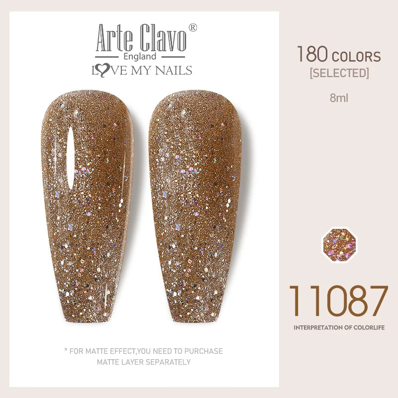 Arte Clavo Colorful Glitter Series UV Gel Nail Polish Sequin Soak Off