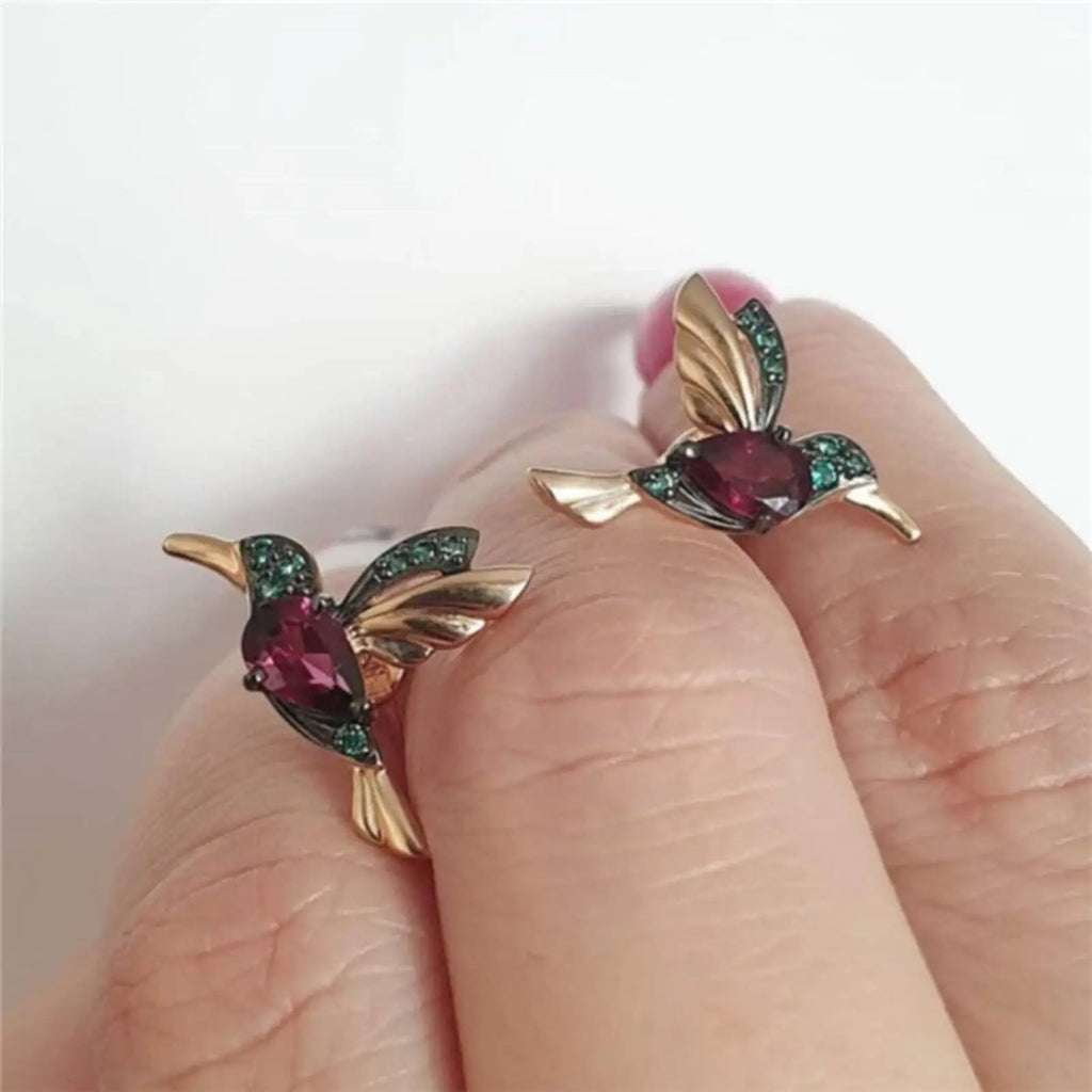 Hummingbird Pull Through Threader Earrings Hummingbird Wing Pendant Necklaces Portable Light Weight Long Chain Drop Earrings Qme