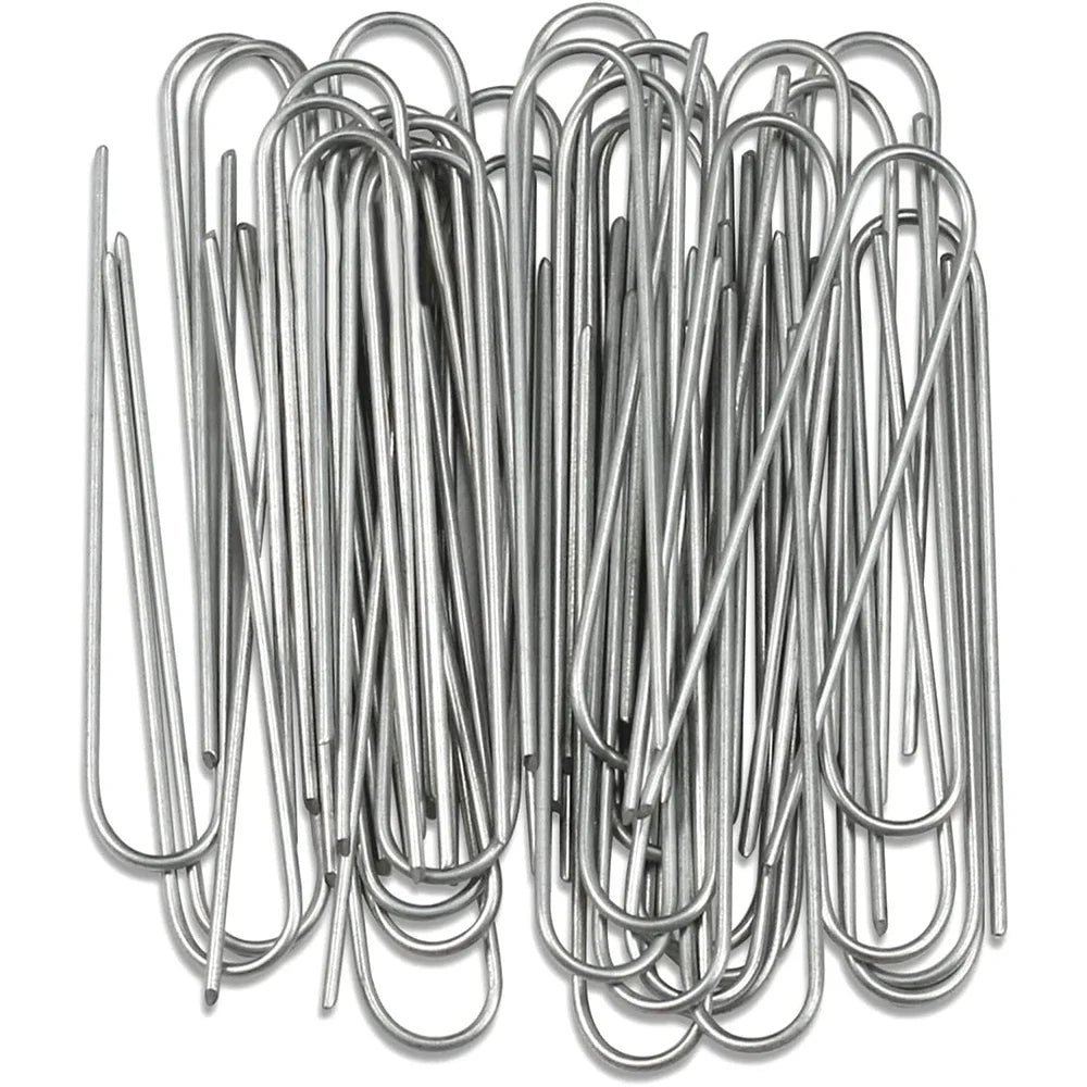 U-type Garden Staples Heavy-duty Fence Tubing Stakes Sod Pins Galvanized Landscape Spike for Holding Lawns Barrier Ground Nail Qme