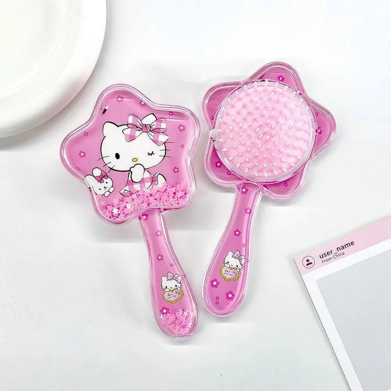 Hello Kitty Transparent Five-Pointed Star Loose Hair Comb Cartoon Cat Air-Cushion Comb Mini Portable Hair Comb Qme