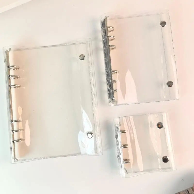 Clear PVC Ring Binder Waterproof Snap Closure Transparent File School Qme