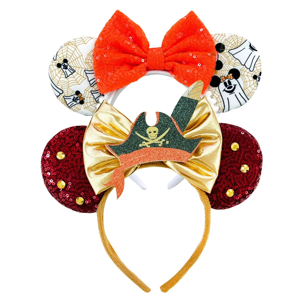 Skull Crossbones Pirate Mickey Mouse Ear Headband Women Adult Cosplay Halloween Hairband Festival Party Cosplay Hair Accessories Qme Headband 11