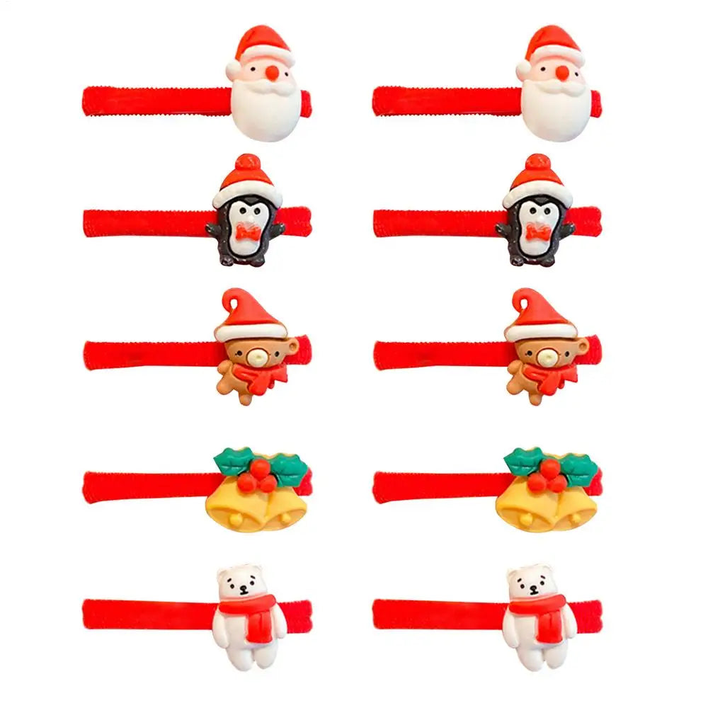 10PCS Christmas Hair Ties Cute Santa Elastic Bands Soft No Damage Ponytail Holders Santa Snowman Christmas Elastic Hair Bands Qme China Mainland A