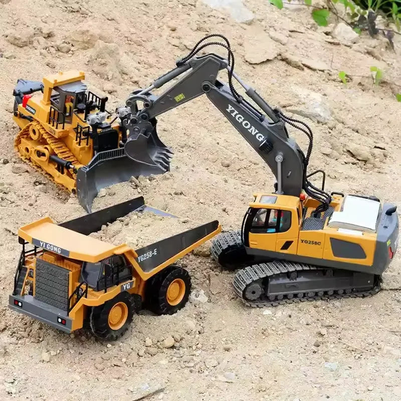 RC Car Children Toy Remote Control Car Toy Boy Radio Control Excavator Dump Truck Bulldozer Electric Grab Pushdozer Kid Toy Gift Qme
