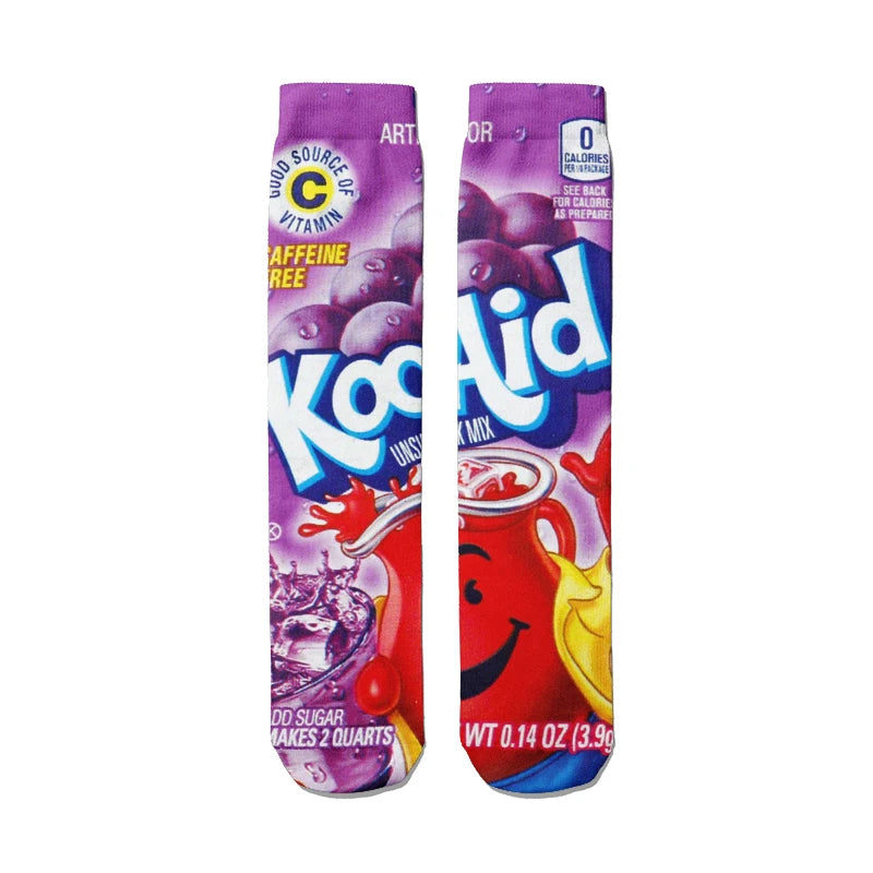 Fashionable Potato Chip Printed Socks Skateboard Youth Unisex Qme style3 One Size