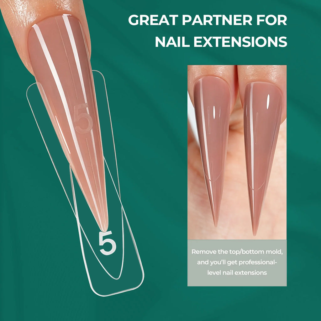 Nailpop 120 Stiletto Dual Forms Nail Sandwich 15 Shapes Clear Molds Qme