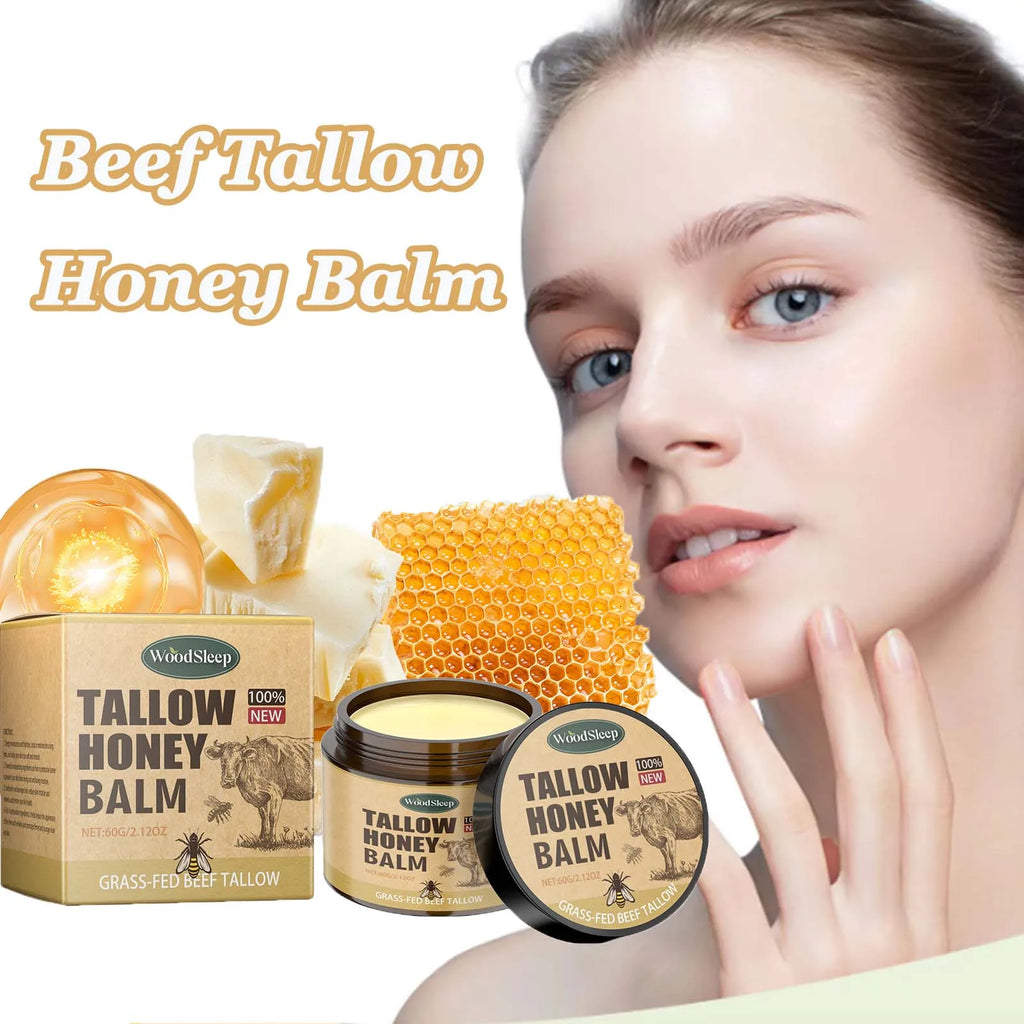 Beef Tallow Honey Balm Moisturizing Hydrating Face Cream Body Lotion Fades Fine Lines Tighten Soothen Brightening Facial Skin Qme
