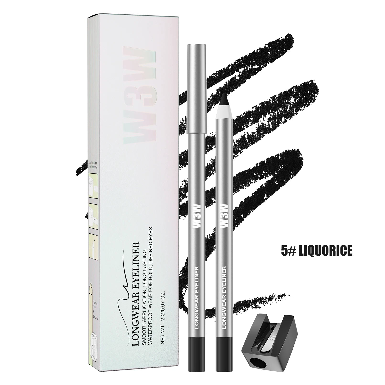8 Colors Matte Eyeliner Gel Pencil, Ultra-fine Easy Coloring, Waterproof Sweatproof Smudge-proof, With Free Sharpener Qme W686-5 Full Size