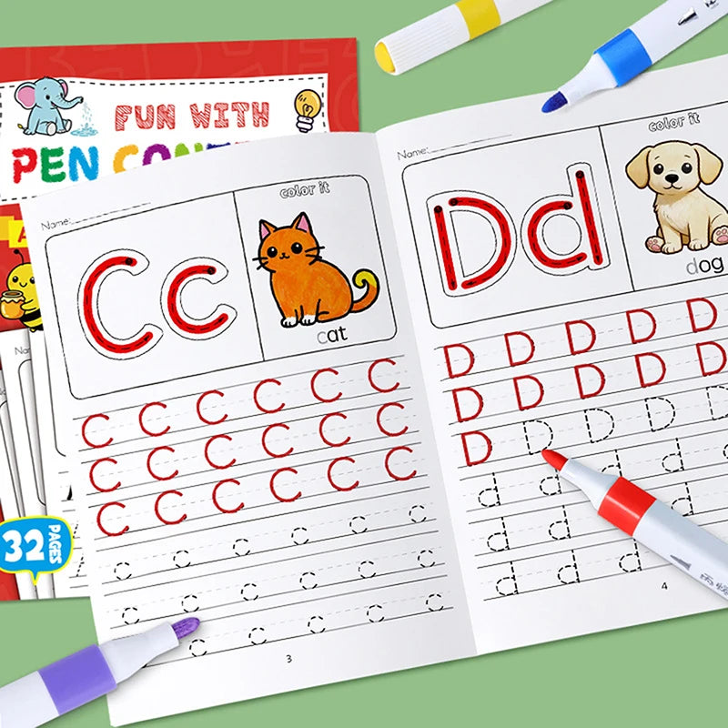 Children's Alphabet Practice Books A-z Writing Learning Drawing Pages Qme