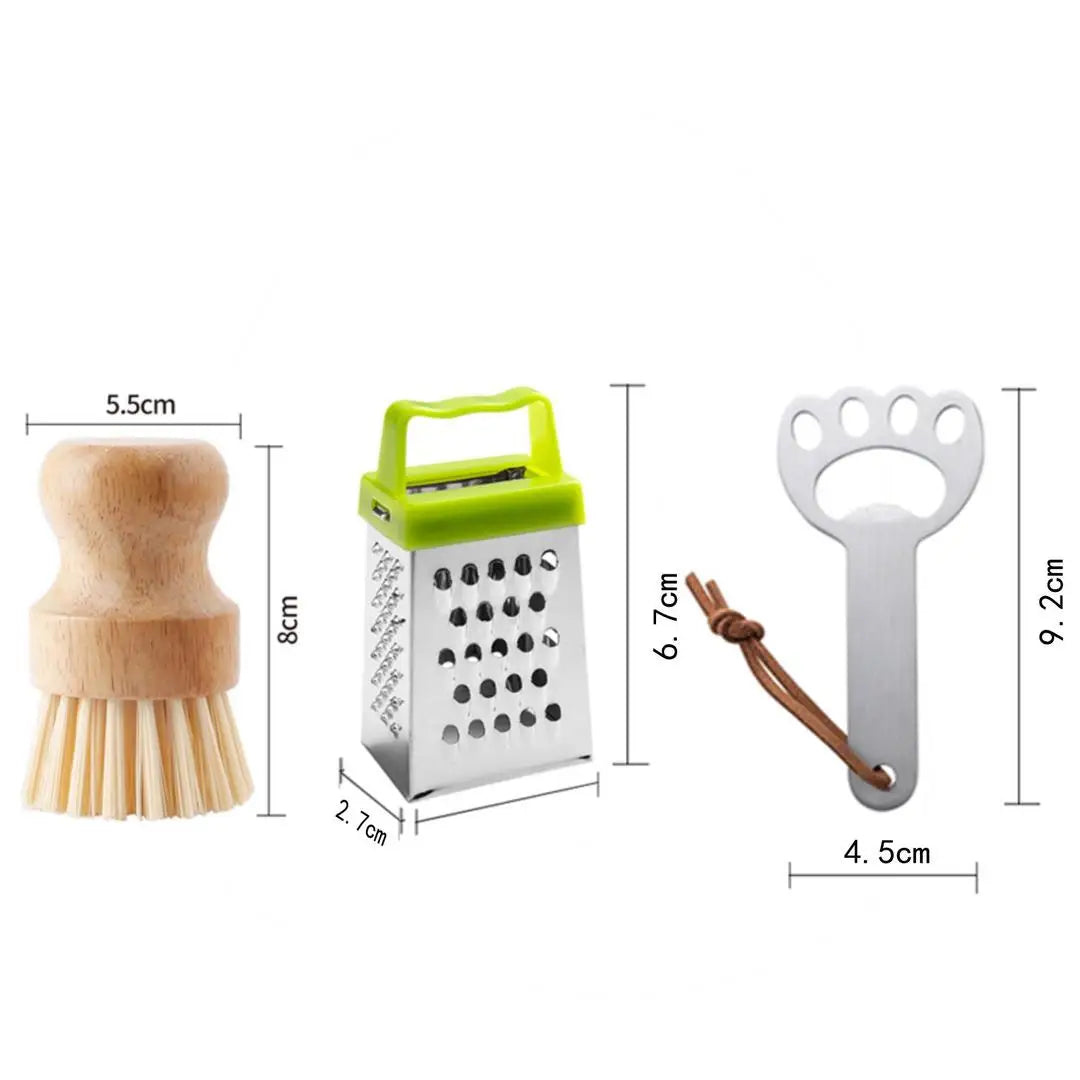 A Lovely Cat Paw Doll Keychain Beer Opener Pendant, Multi Function Vegetable Cutting Grater, Household Kitchen Dish Scrub Brush Qme 3 piece kitchenware9