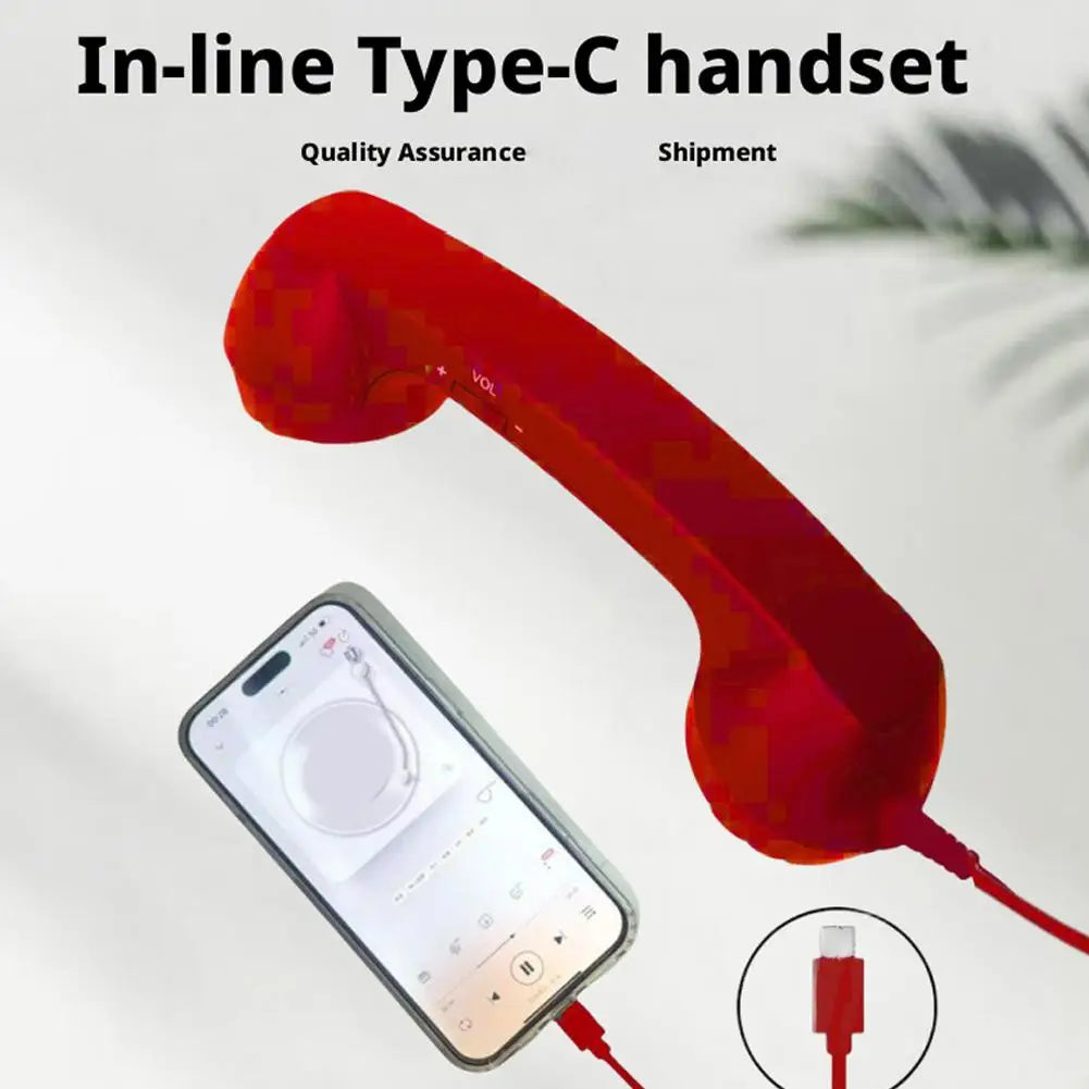 Retro Telephone Receiver Type-C 3.5mm Microphone Handset Directly Plug Into Mobile Phone Handset For Mobile Phones Qme