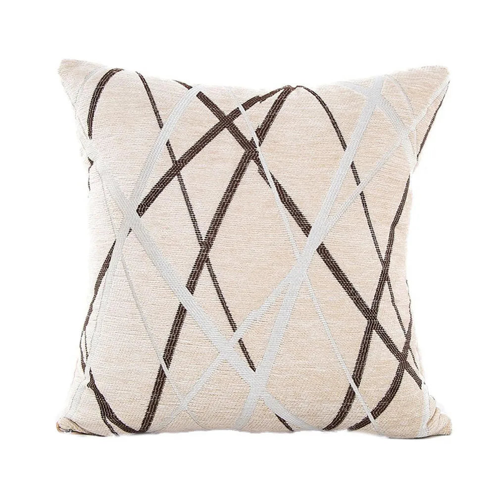 Stylish Polyester Cushion Cover Sofa Throw Pillow Case Home Decor Square Fashionable Classic Style Pillow Cover Qme White