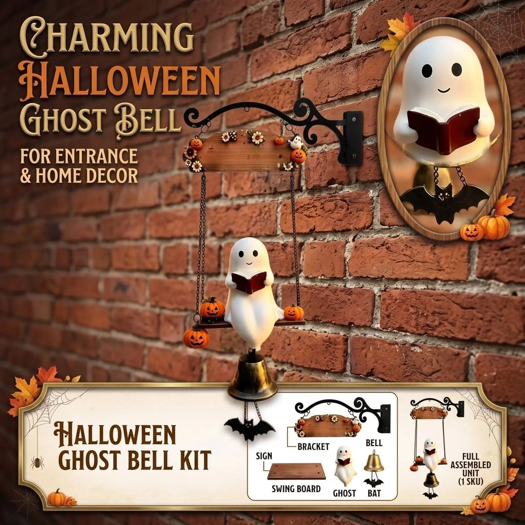 Halloween Lovely Ghost Door Bell Ornament Vintage Doorbell Home Entrance Door Wall Mount Decorative Welcome Bell Qme B One Size