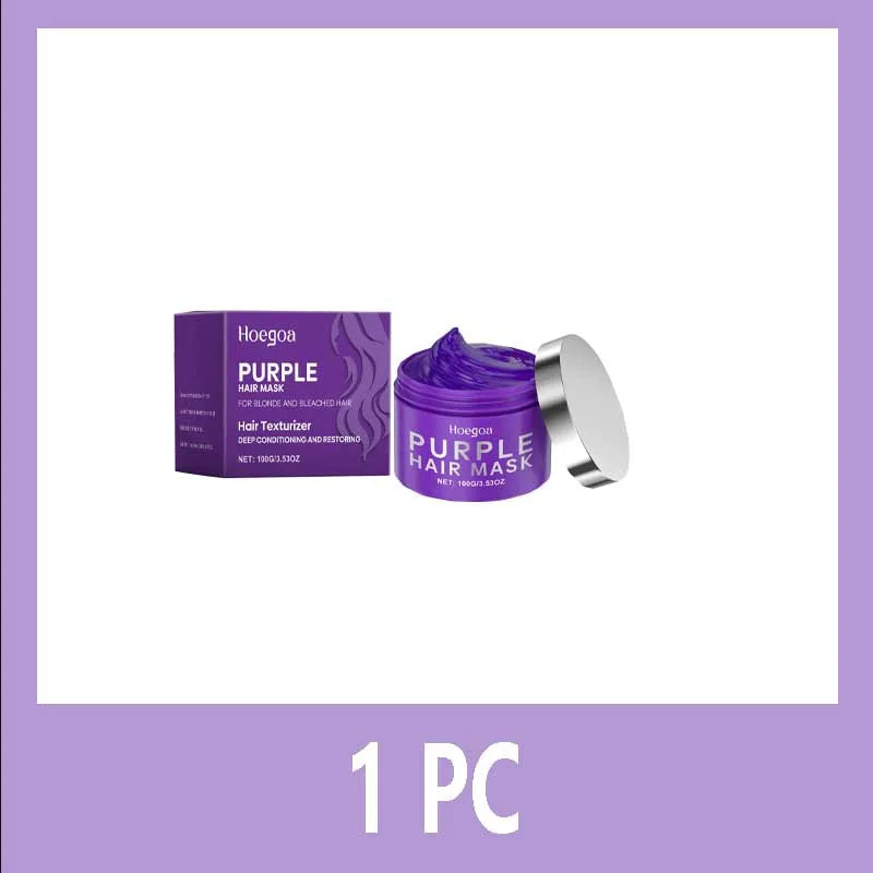 Purple Keratin Hair Mask for Repair Damaged Frizzy Hair Soft Shiny Smooth Nourishing Moisturizing Treatment Deep Hair Care Mask Qme 1PC