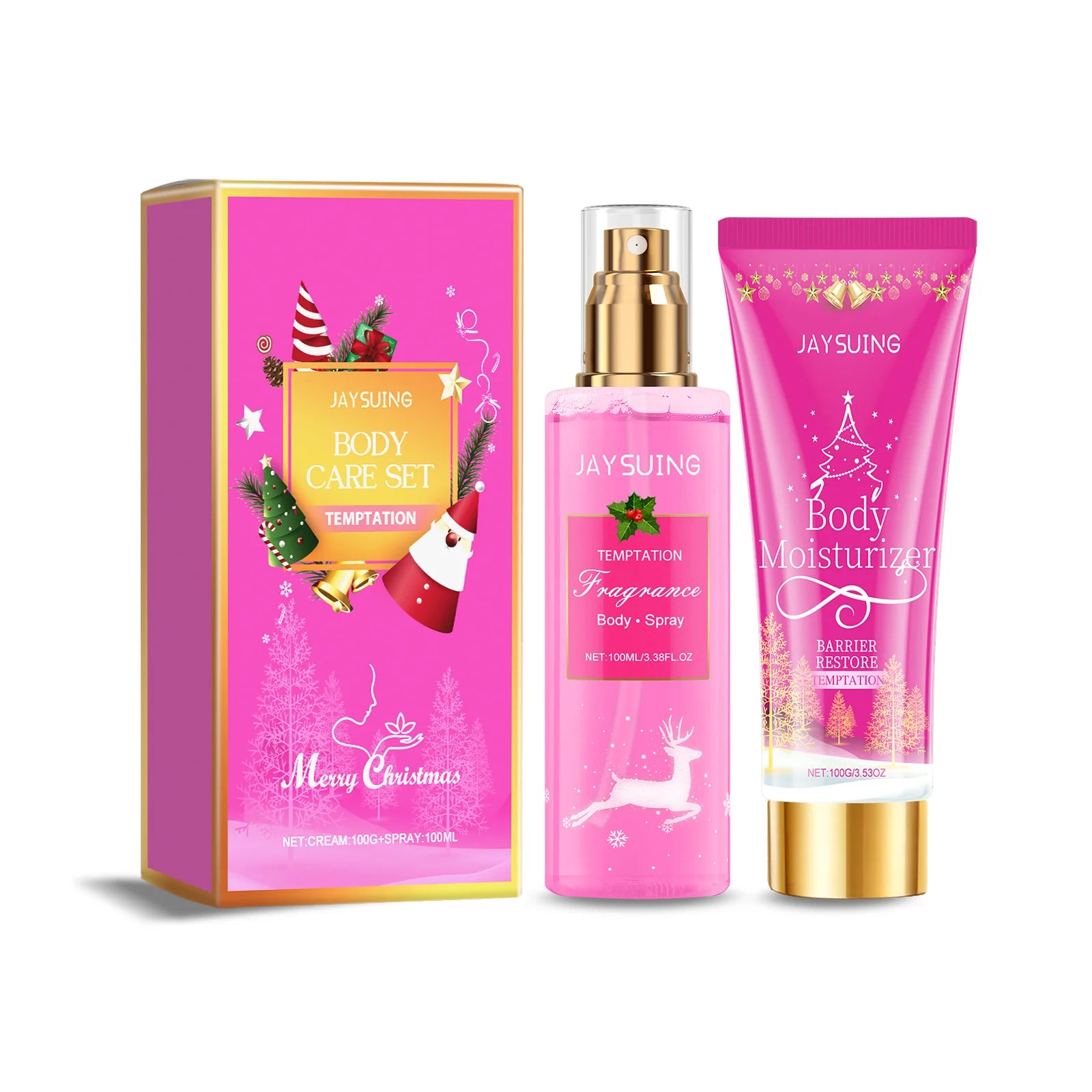 Christmas Scented Body Care Set Moisturizing Fragrance Body Spray & Lotion Long Lasting Fragrance Smoothing Body Repairing Dry Qme 1set Temptation