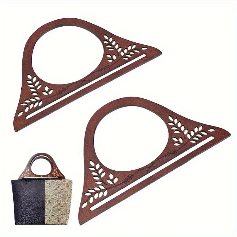 Carved Wooden Bag Handles, Vintage Hollow Leaf Wood Handbag Wrist Handle DIY Sewing Craft Supplies For Canvas Tote Bag Qme
