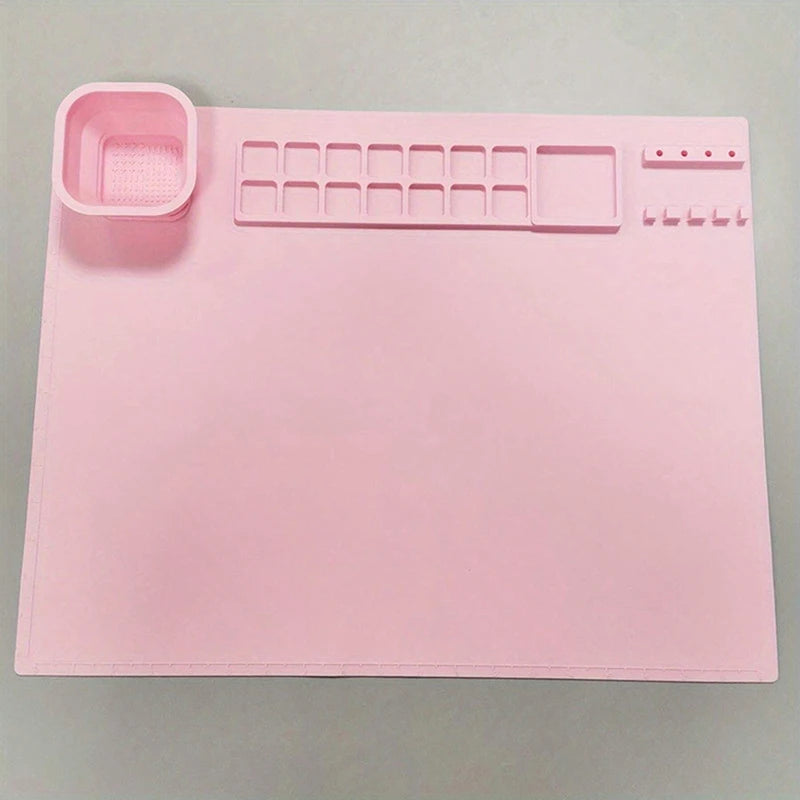 1PCS Silicone Painting Pad Brush Holder Silicone Art Painting Palette Washable Graffiti Mat Birthday Gift Oil Paint Pad Qme Pink