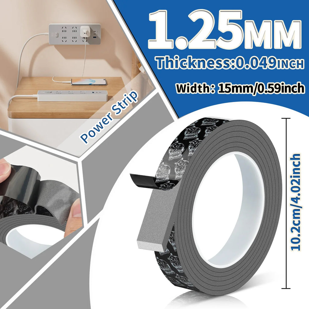 Strong Double Sided Adhesive Tape High Viscosity Thicken Fixed Vehicle-mounted Driving Recorder Black Tape No Trace Qme width-15mm 1.25mm