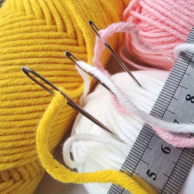 Large Eye Hand Sewing Needles Set - Silvery, Ideal for Cross Stitch, Faux Leather & Ribbon Embroidery, Thick Wool Threads Qme