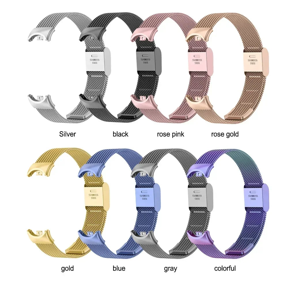 Metal Mesh Stainless Steel Strap for Xiaomi Mi Band 8 Smart Bracelet Replacement Accessories Watchband Miband 8 Smartwatch Qme