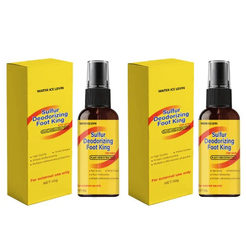 Sulfur Deodorizing Foot Spray & Foot King - Plant Herbal Extract Formula for Effective Odor Control & Skin Moisturizing. Qme BROWN 30g