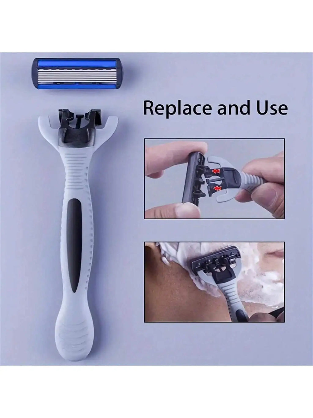 hilt+6psc Blade 6-layer Manual Razor Men's Old-fashioned Shaving Qme