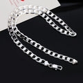 Hot sale 925 Sterling Silver 6MM Necklace Cuban link chain Jewelry classic 40-60cm For women men fashion Christmas gift Qme Silver 50cm