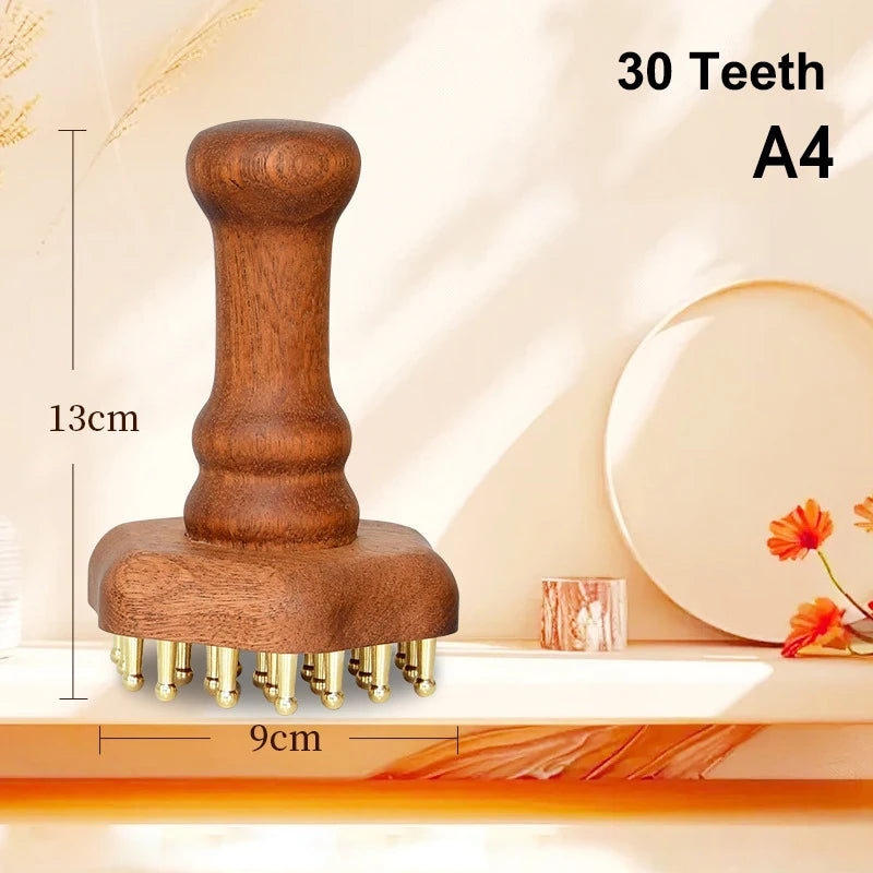 Brass Bead Massage Gua Sha Comb Meridian Brush Handle Point Massager Qme A4