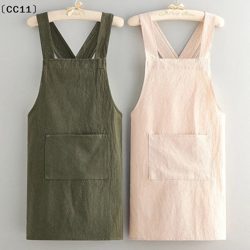 Cooking Cotton Kitchen Aprons Breathable Wear Resistant Adult Waist Qme