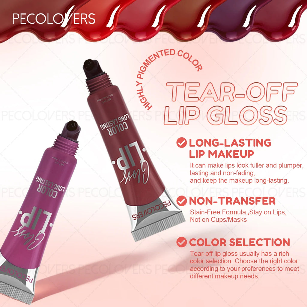 Tearable Lip Gloss Long-lasting Lipstick Waterproof Non Stick Cup Qme