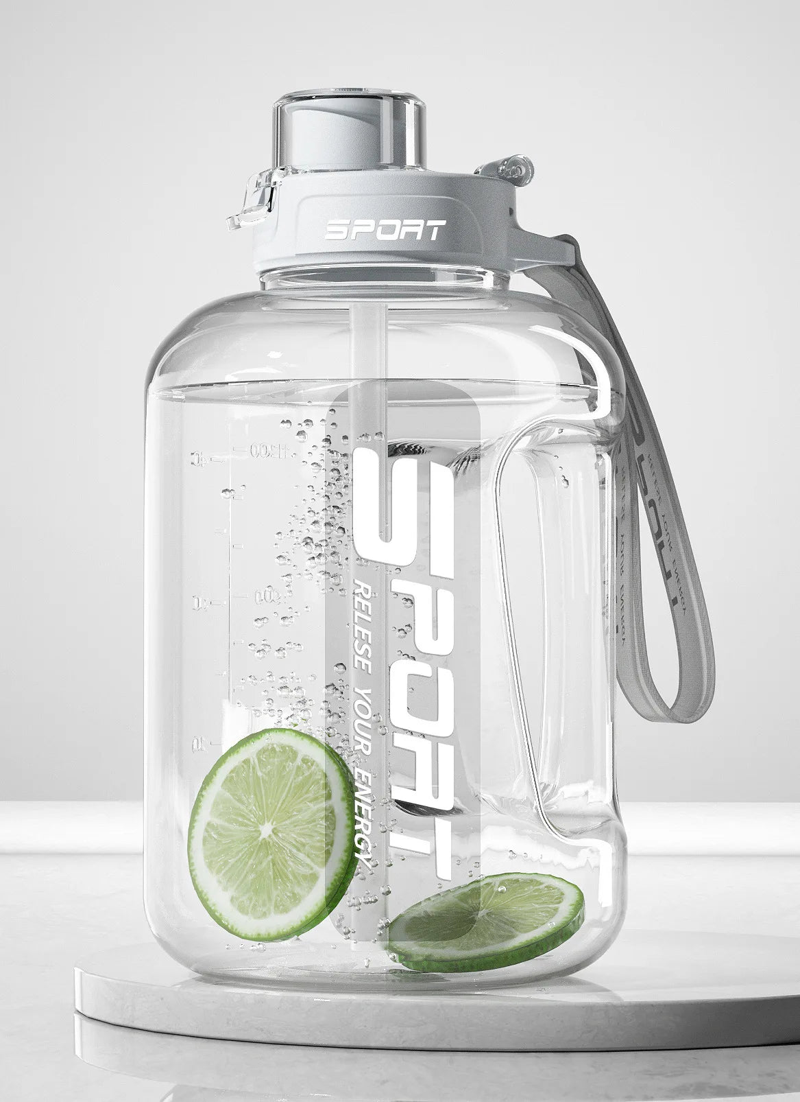 Extra Large Capacity Sports Fitness Straw Water Bottle Qme Ivory