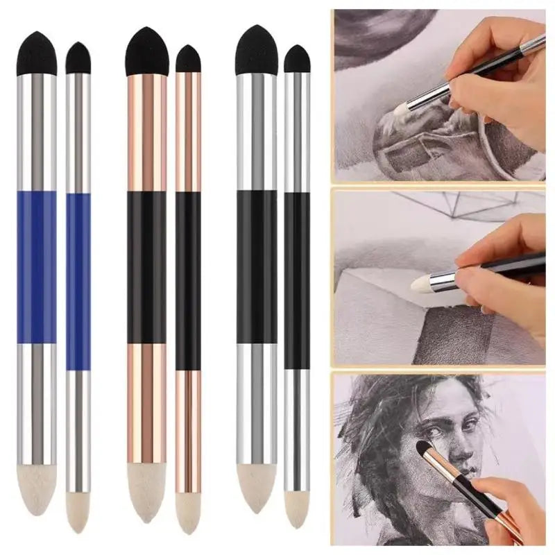 Dual Tip Art Sponge Pens Easy Coloring Pastel Stumps Non-smudge Foam Qme