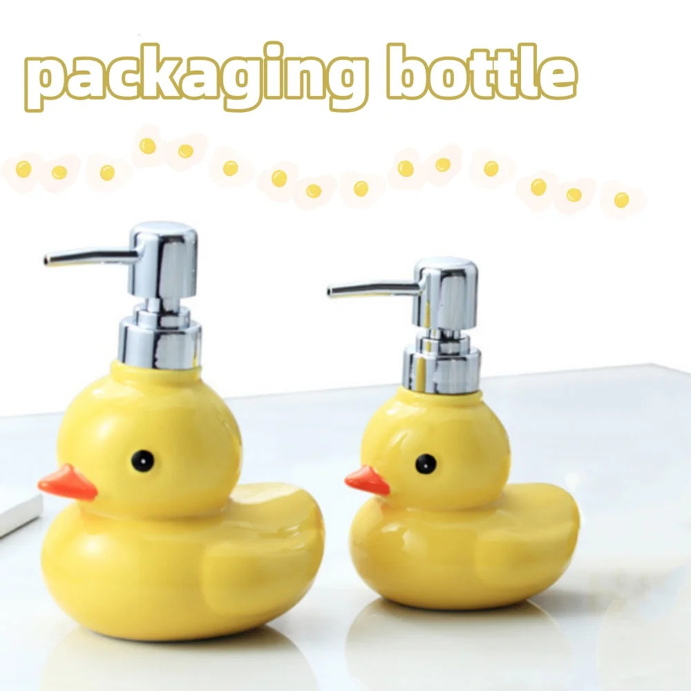 Cartoon Cute Small Yellow Duck Separate Bottle Ceramic Hand Sanitizer Dispenser Soap Lotion Split Bottle Bathroom Accessories Qme