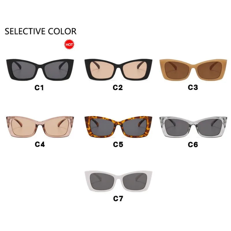 New Cat Eye Women Sunglasses Vintage Brand Designer Fashion Sun Glasses Big Cateye Designer SunGlasses Shades Female Anti-Glare Qme