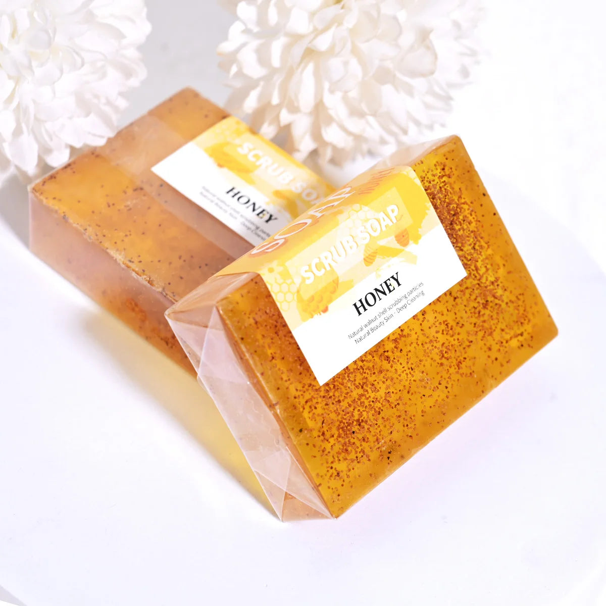 M+ Natural Honey Walnut Particle Scrub Soap Gently Cleanses Pores Qme