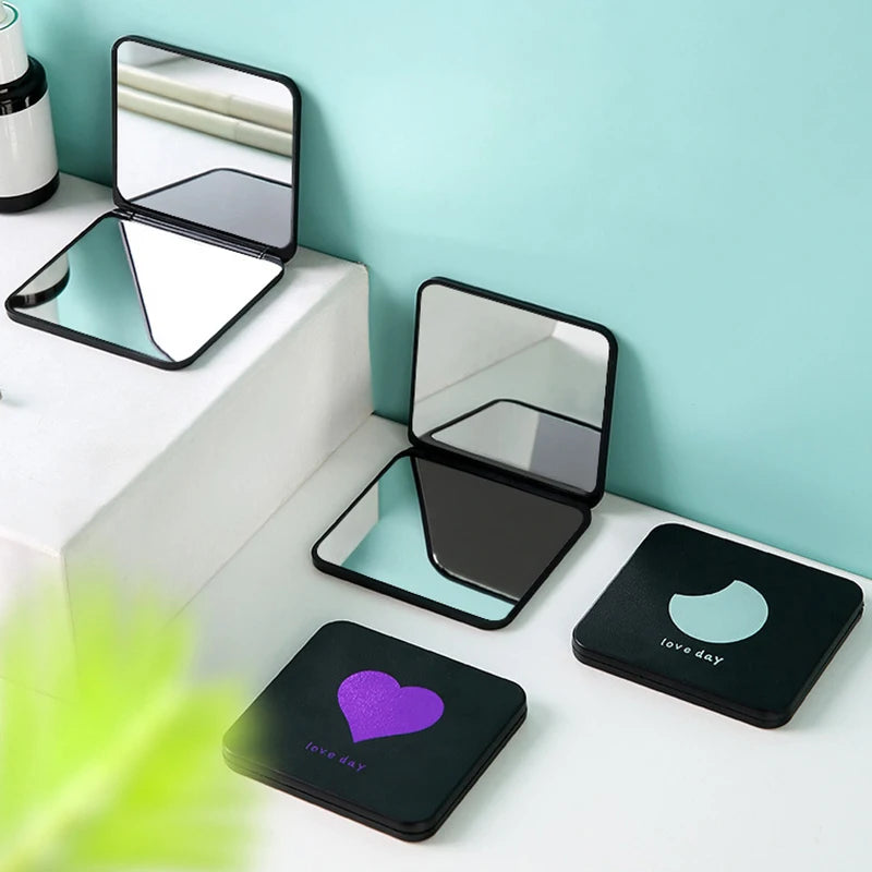 Double-side Compact Mirror Pocket Cosmetic Mirrors Foldable Makeup Qme