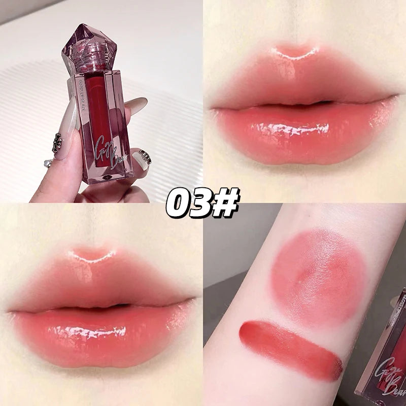Gege Bear Mirror Lip Glaze Watery Shimmering Light Gloss Makeup 6 Qme GX1319-3