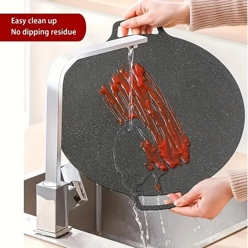 Non-stick Roasting Pan Cast Iron Double Handled Crepe Round Griddle Qme