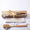 Natural Boar Bristle Dry Body Brush Bamboo Exfoliating Face Foot Long Qme 5Pcs