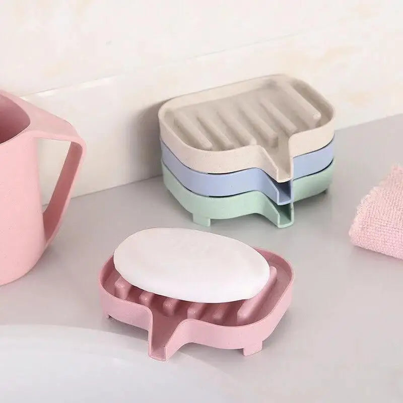 Useful Silicone Soap Dish Bathroom Self Draining Bar Holder Kitchen Qme