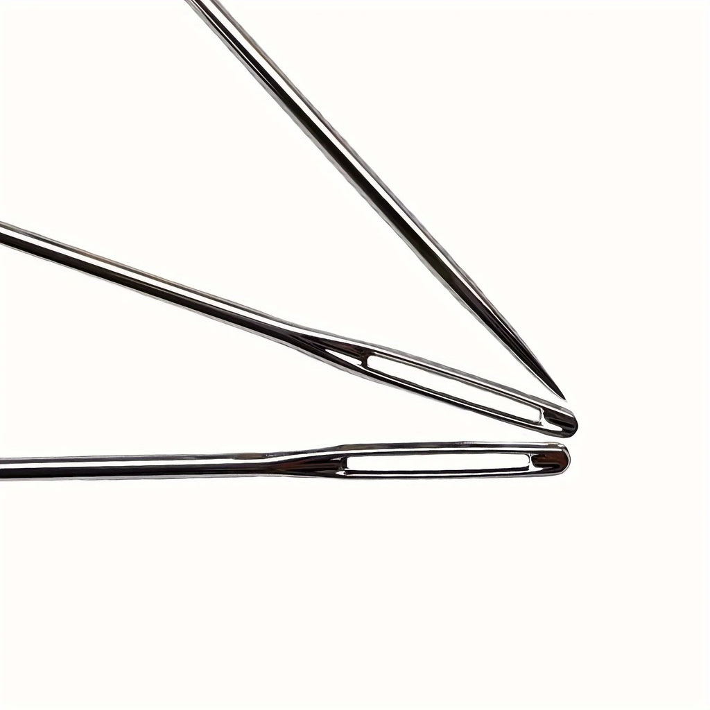 Large Eye Hand Sewing Needles Set - Silvery, Ideal for Cross Stitch, Faux Leather & Ribbon Embroidery, Thick Wool Threads Qme