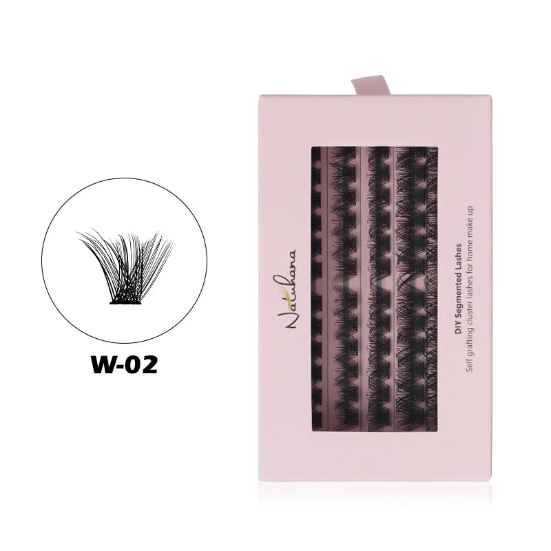 NATUHANA 20D 30D 40D 50D 60D 80D Cluster Eyelashes DIY Individual Qme W02 5rows Mix8-14 1