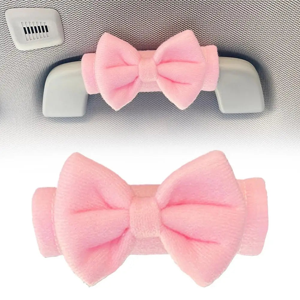 Bow Tie Car Handle Protector Cover Cute Roof Armrest Protective Qme Pink