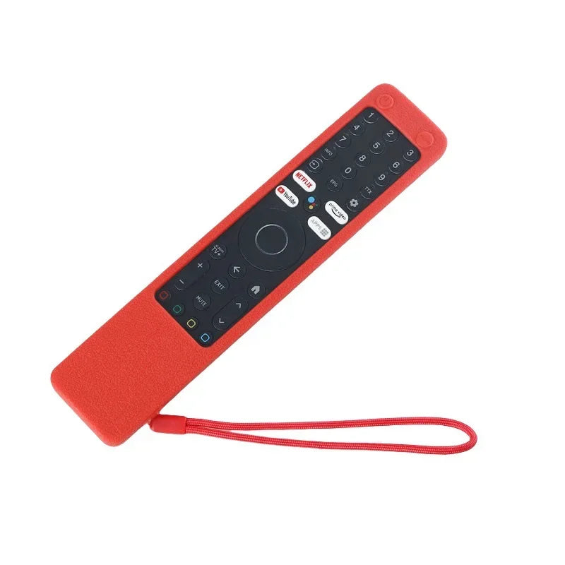 For Xiaomi XMRM-ML Silicone TV Remote Cover Anti-Drop Protective Case Anti-Scratch Protective Skin Sleeve with Anti-lost Lanyard Qme Red