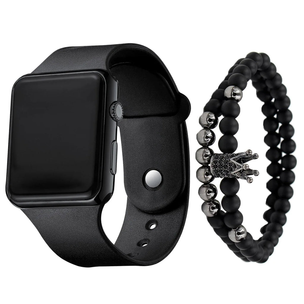 Sport Digital Watch Women Men Square LED Watch Silicone Electronic Watch Women's Watches Clock relogio feminino digital reloj Qme All balck