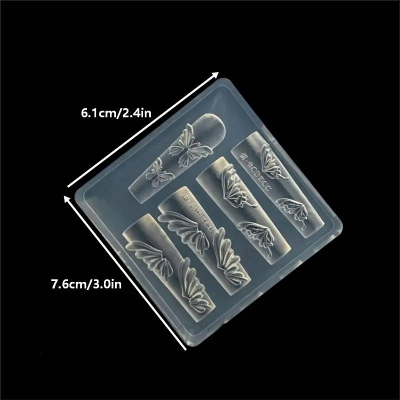 Floral Butterfly Print Crystal Nail Art Mold Unique Artistic DIY Home Qme