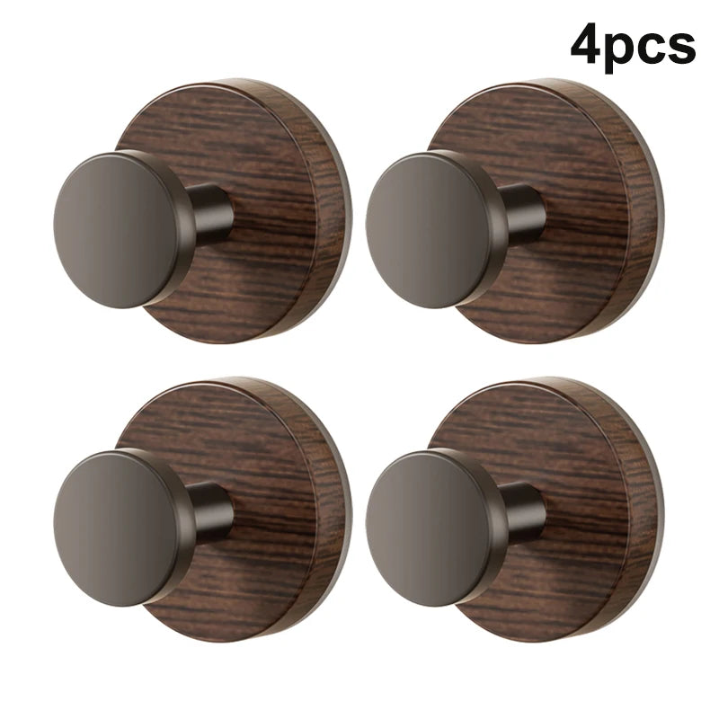 Wall-mounted Storage Rack Wood Suction Cup Hooks Walnut Keys Decor Qme 4pcs